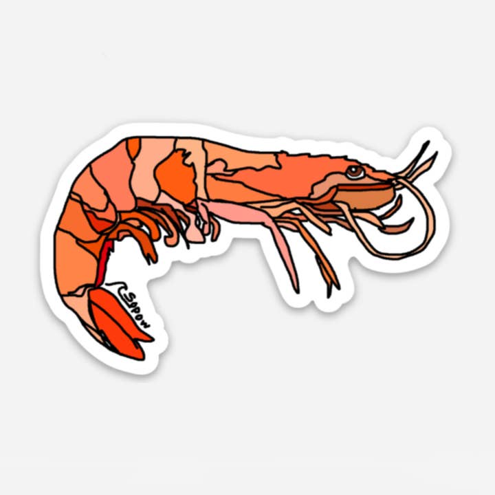 Durable Vinyl Shrimp Phone & Laptop Sticker for wholesale by Sopow Art