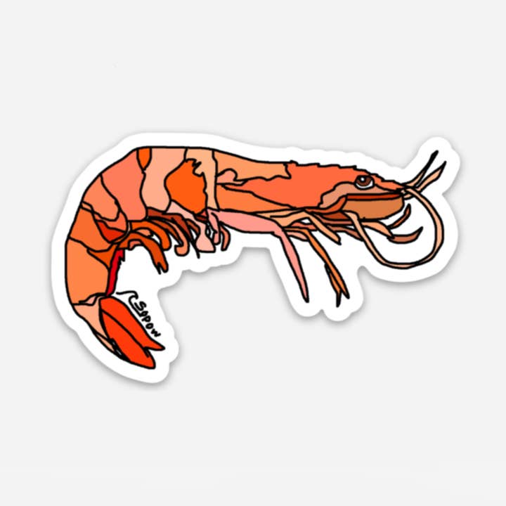 Durable Vinyl Shrimp Phone & Laptop Sticker for wholesale by Sopow Art