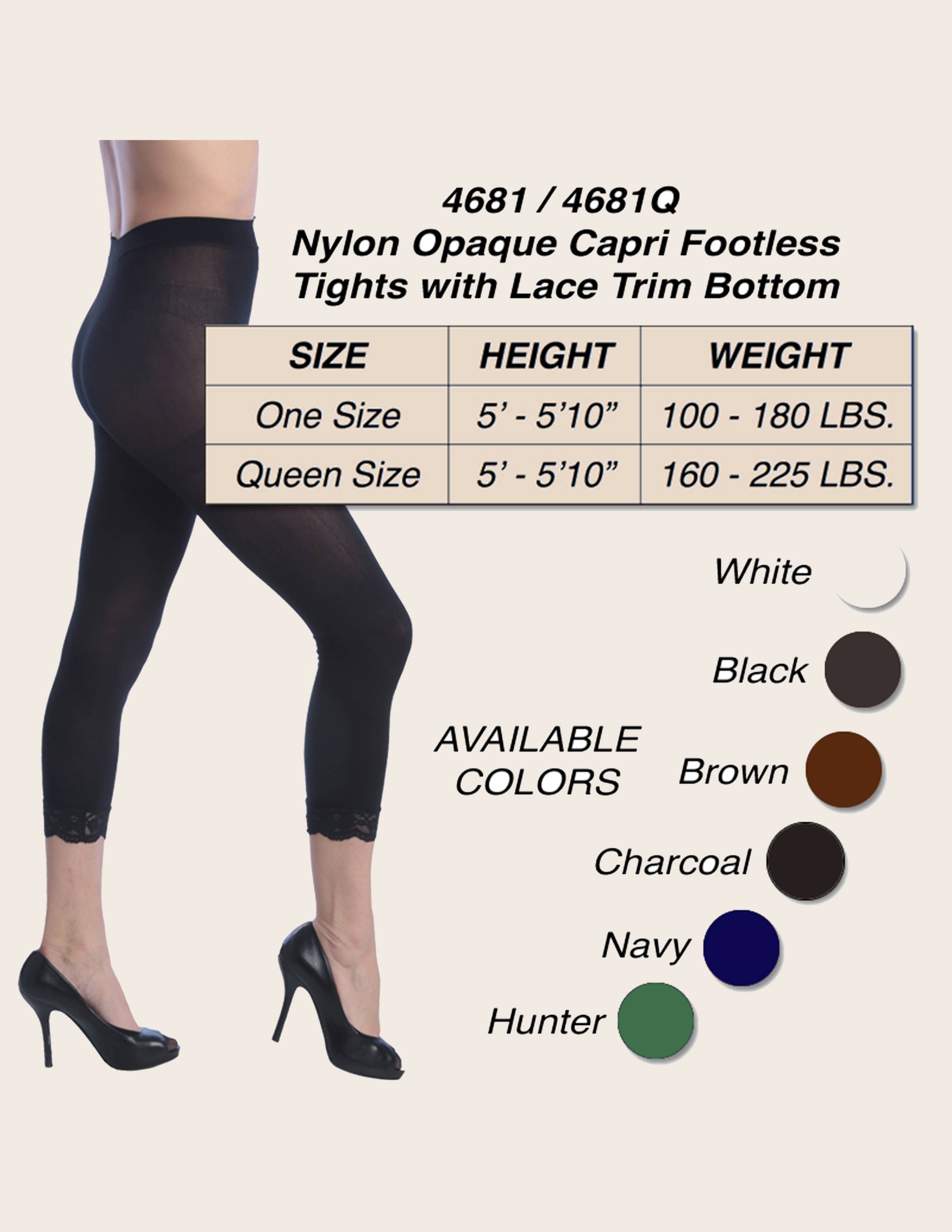 Isadora, Tipi toe, & James Fiallo - Wholesale Pantyhose - Women's - Isadora Women Ultra-Soft Opaques Footless Capri Lace Tights5