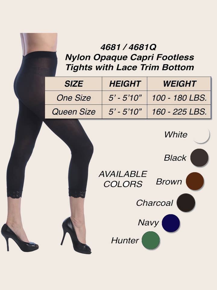 Isadora, Tipi toe, & James Fiallo - Wholesale Pantyhose - Women's - Isadora Women Ultra-Soft Opaques Footless Capri Lace Tights5