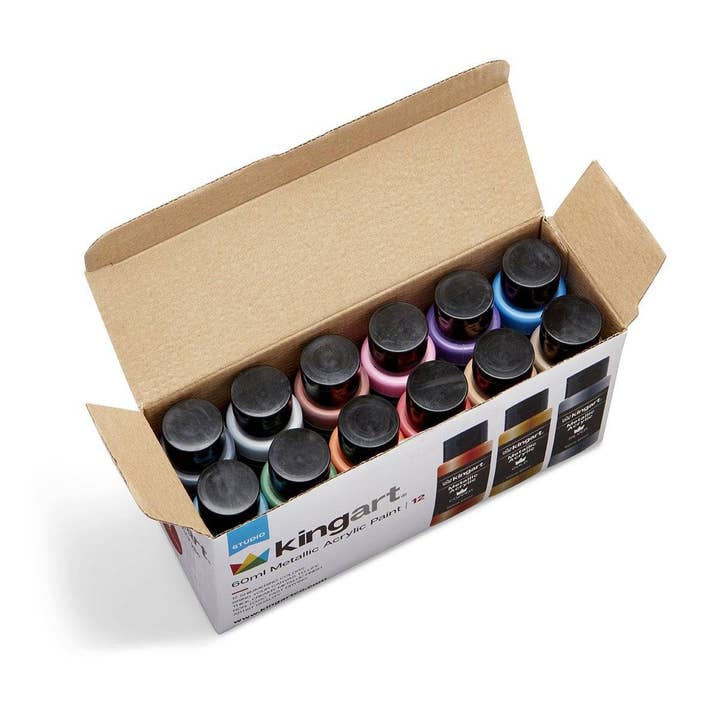 KINGART - Wholesale Acrylic Paint - Acrylic Paint - 12 Metallic Colors 60ml3