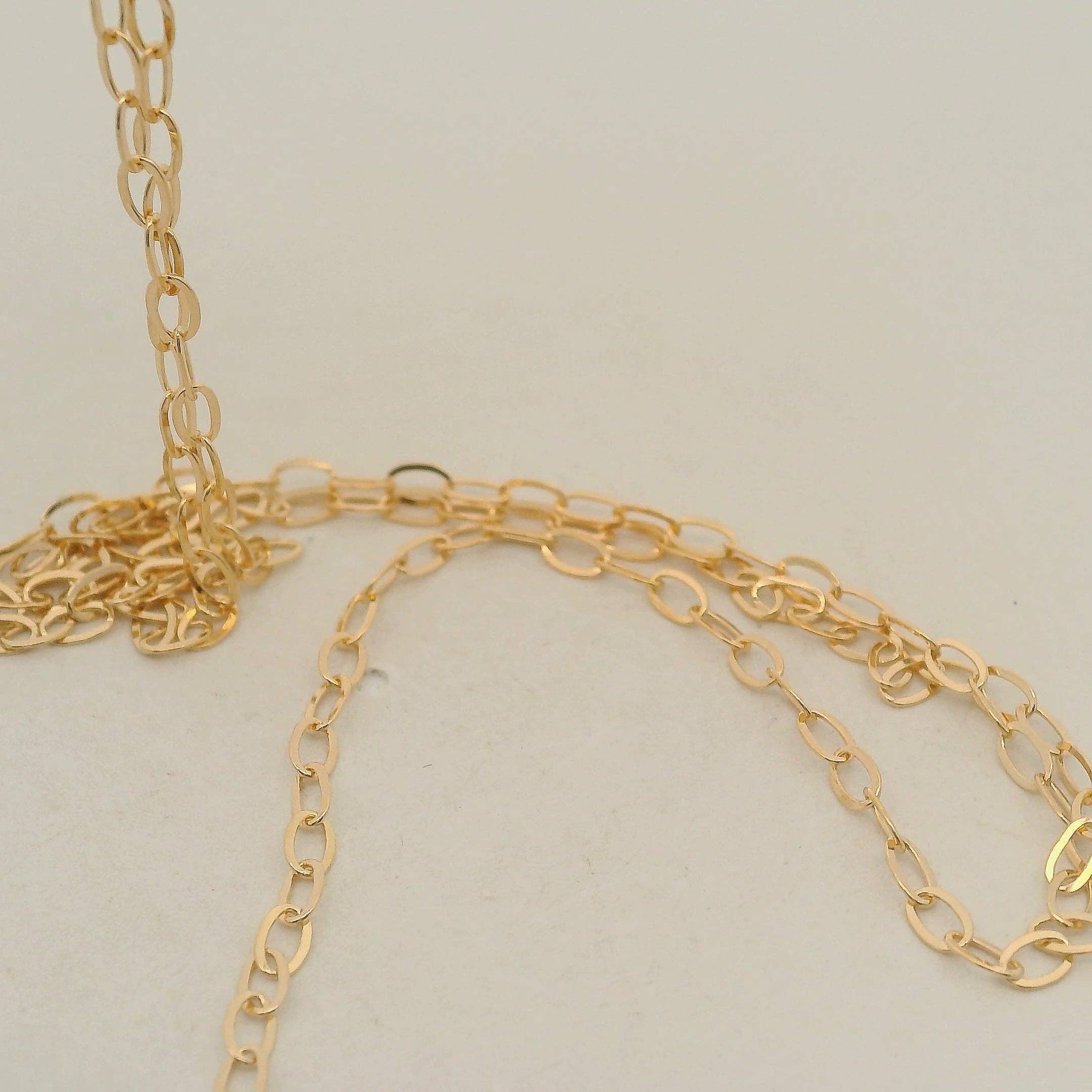 Purity Beads - Wholesale Link & Chain Necklace - One Foot 14K Real Gold-Filled Flat Oval Cable Chain | 3,2mmX2,1mm Jewelry Chain |2