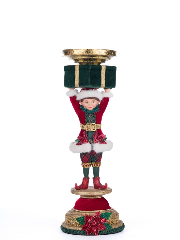 Holiday Magic Elf Candlestick for wholesale by Katherine's Collection