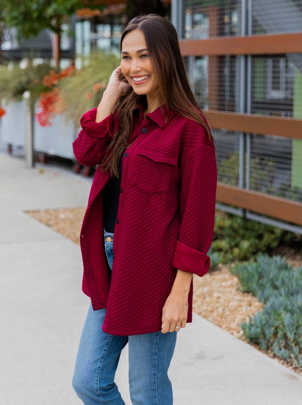 Tickled Teal - Wholesale Shirt Jacket/Shacket - Women's - Quilted Shacket3