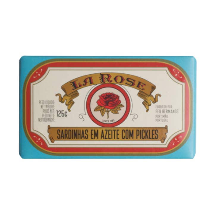 La Rose Sardines in Olive Oil with Pickles for wholesale by Portugalia Imports