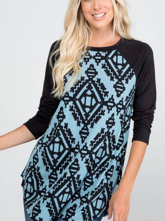 Top in felpa con stampa geometrica per la vendita all'ingrosso da parte di Rose Mellow Fashion