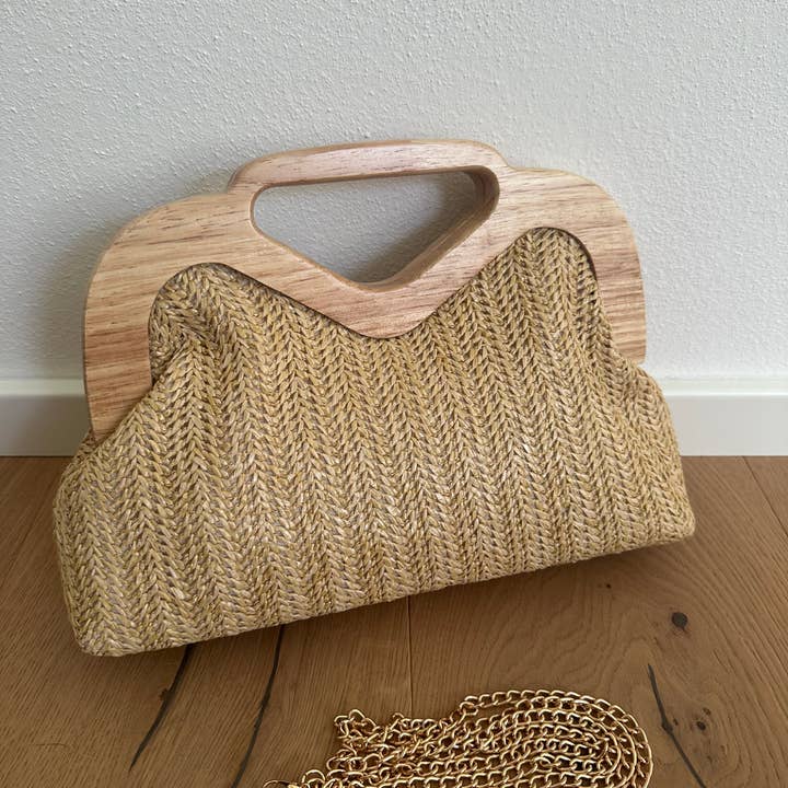 Zhade - Venta al por mayor Bolso de mano - Mujer - Cartera ELSA - rafia y madera