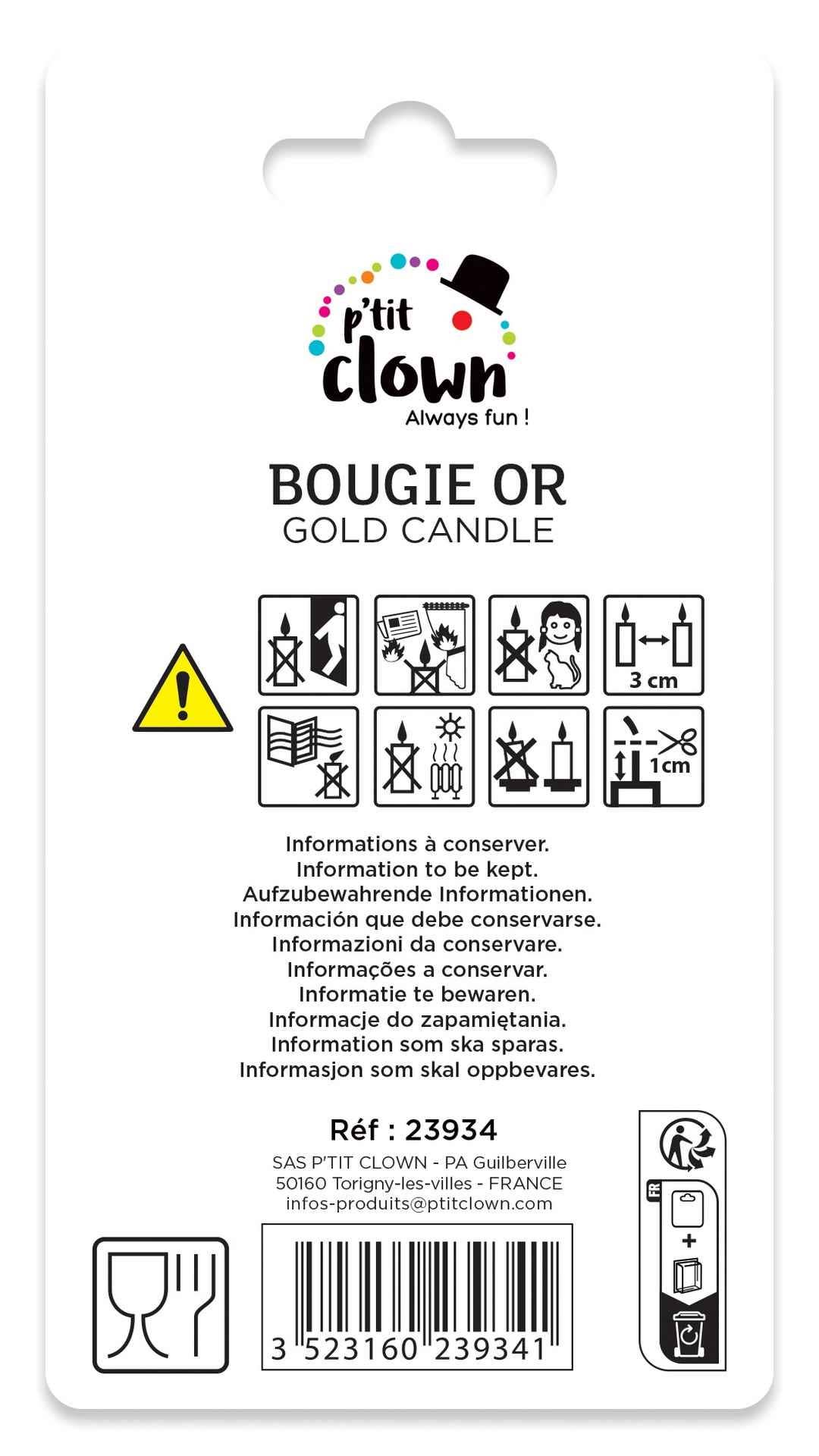P'tit Clown - Wholesale Cake Candle - Gold Candle - Number 43