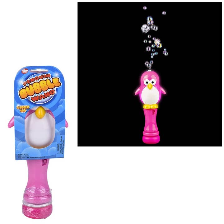 8" PENGUIN LIGHT-UP BUBBLE WAND LLB oplichtend speelgoed voor wholesale door La Luna Bella - Toys