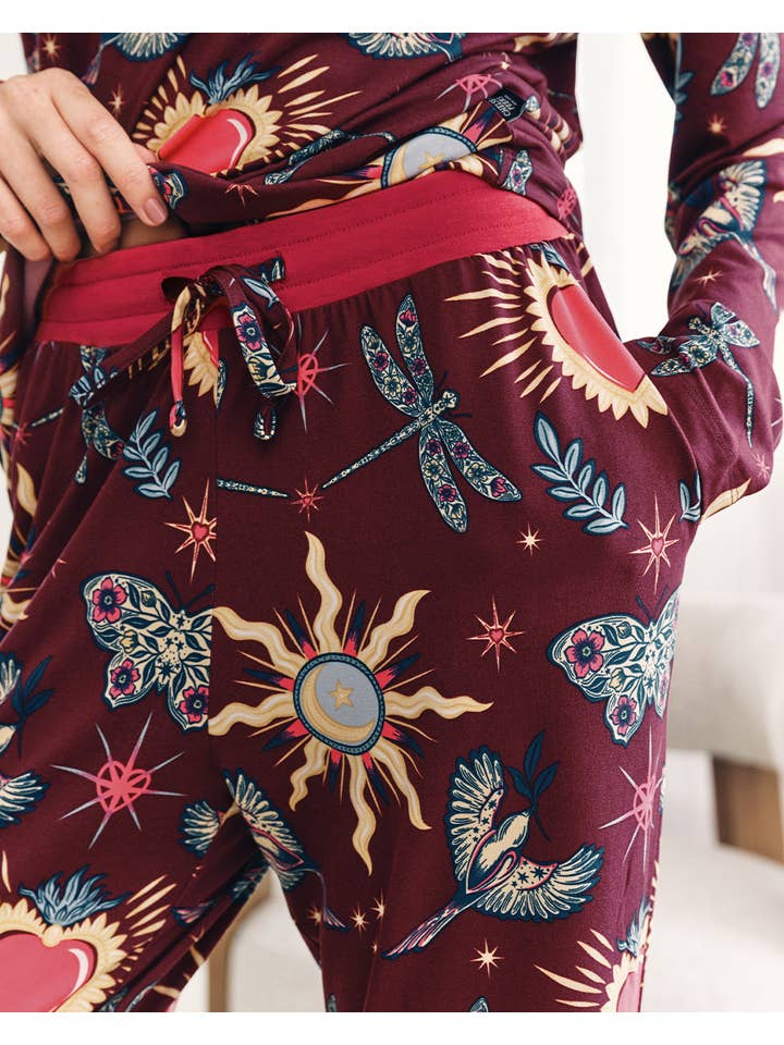 Chelsea Peers - Wholesale Sleepwear Set - Women's - Enchanted Glade Print Crew Neck Long Pyjama Set3