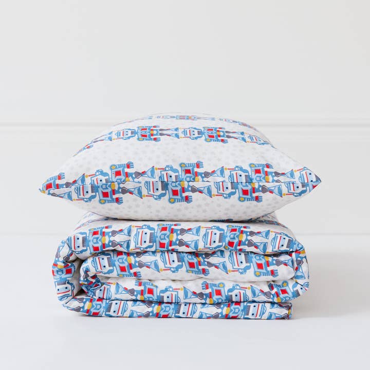 Robot Duvet Organic Cotton Cover & Pillowcase for wholesale by Kabode