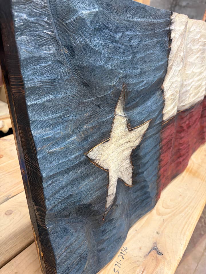 Textured Wood Wavy Texas Flag for wholesale by Schmedic Woodworking