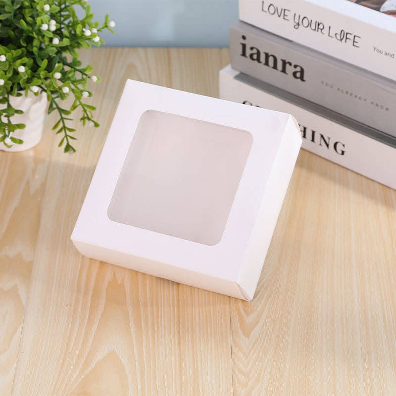 ByHome - Wholesale Gift Box - 24pcs, 3 size Kraft white Clear Top window TWO part Gift Box1