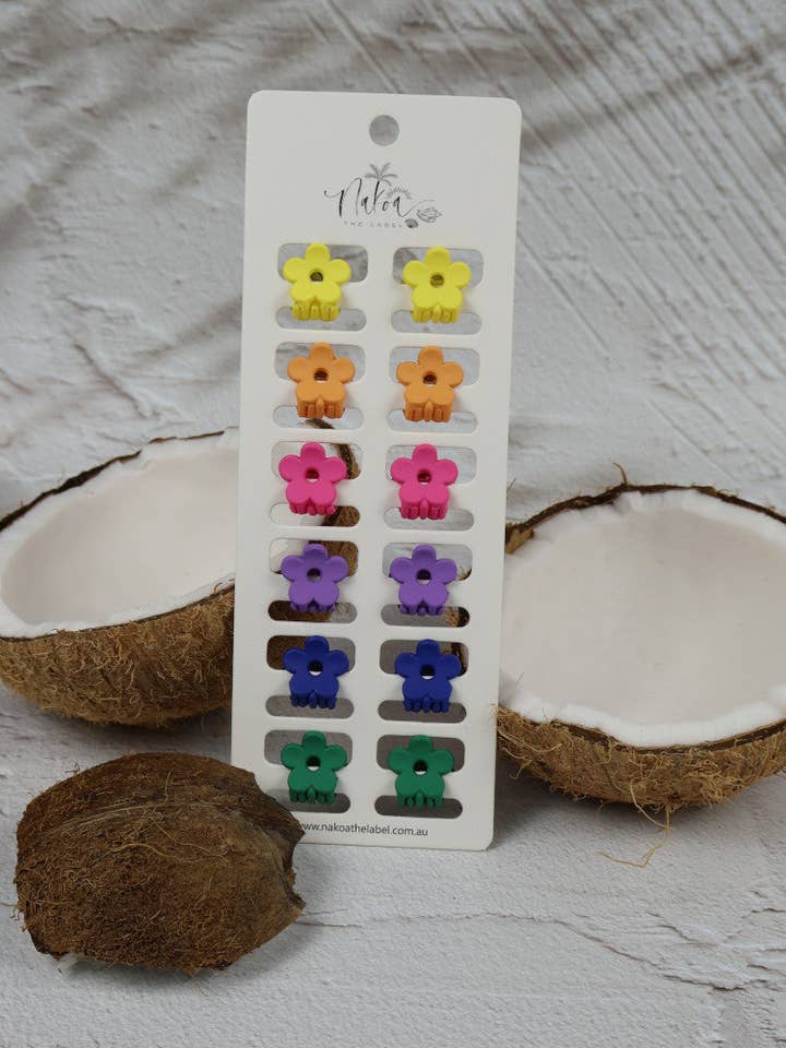Claw Clip - Set of 12 - Bright - Mini Daisy Flower for wholesale by Nakoa The Label