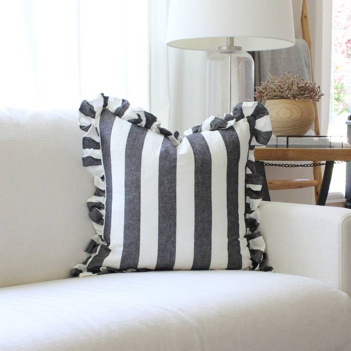 Porter Lane Home - Wholesale Throw pillow cover - Ruffled Cabana Stripe Pillow Cover Collection5
