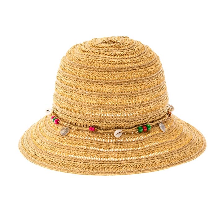 DNMC - Wholesale Straw Hat - Women's - Straw Summer Women's Bucket Hat w/ Seashells7