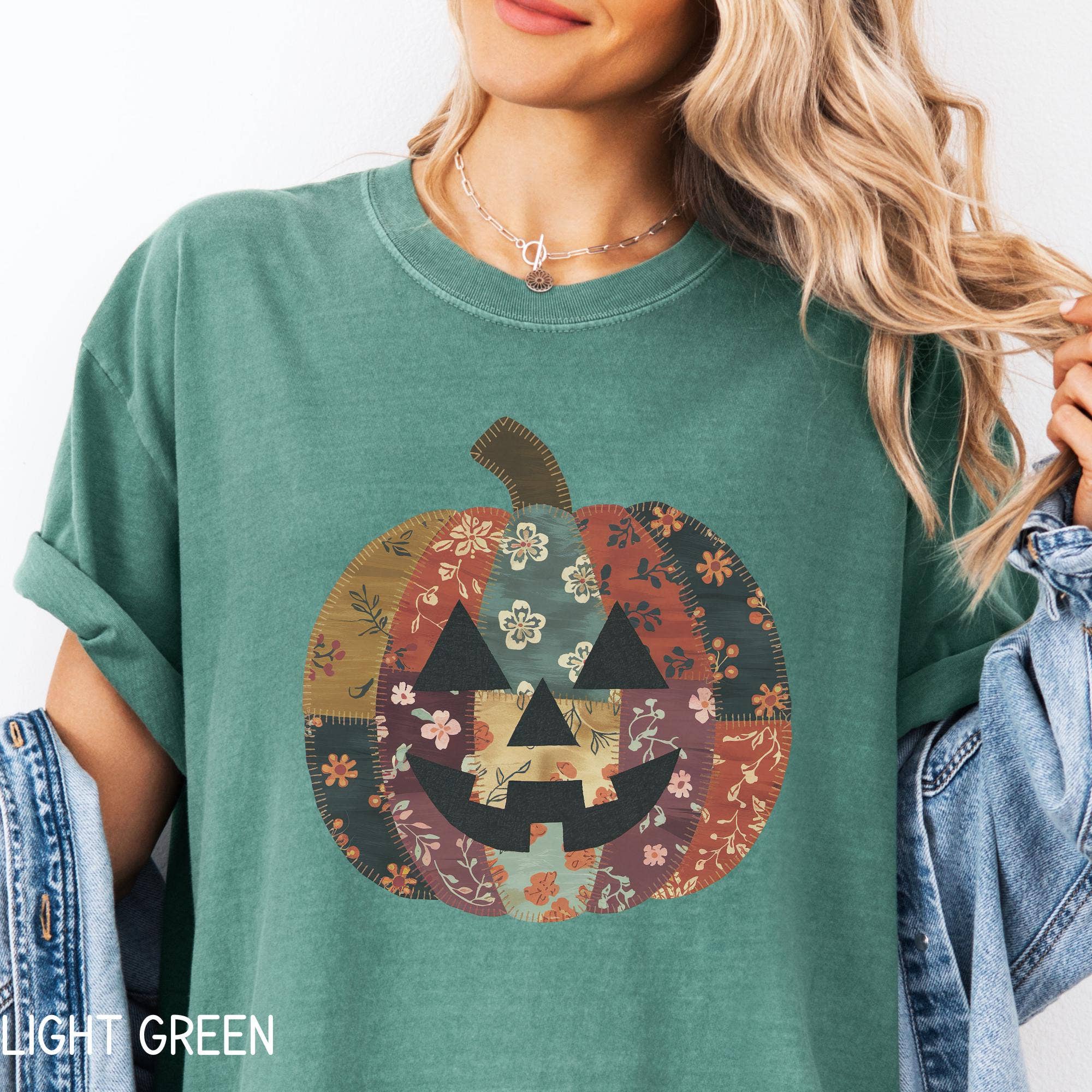 NVC Ecommerce LLC - Wholesale T-Shirt (Graphic) - Women's - Patchwork Pumpkin Shirt, Boho Fall, Halloween Sweatshirt4