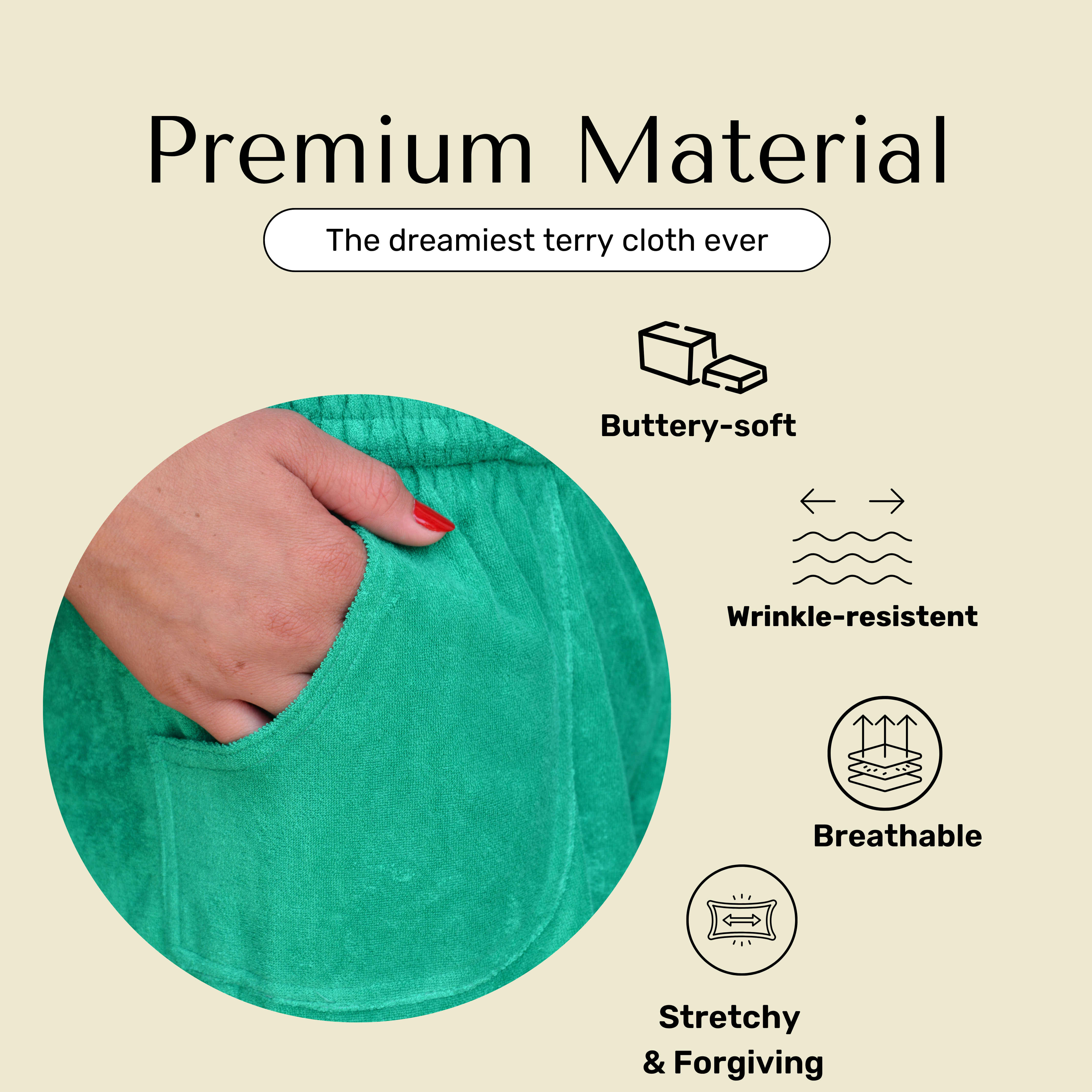 Bette - Wholesale Lounge Set - Women's - Cabana Green Terry Cloth Shorts Set | Relaxed Lounge Style5