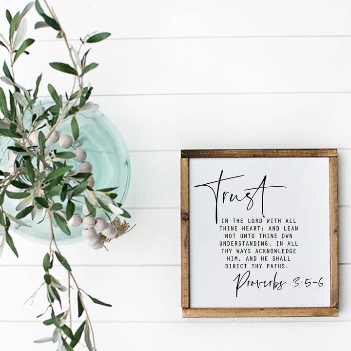 trust in the Lord with all thine heart sign | scripture sign | Proverbs 3:5-6 | wood signs | Bible verse sign | scripture wall decor for wholesale by Rustic Oak Designs