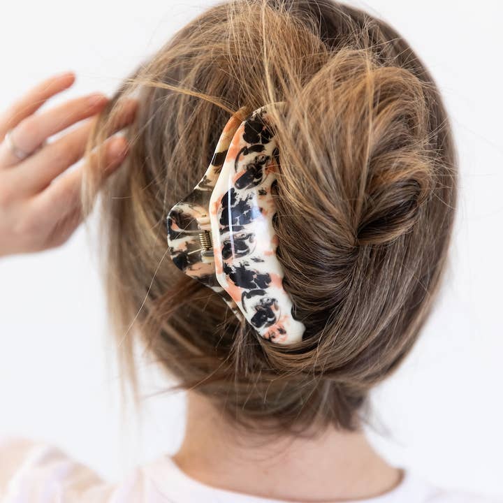 Headbands of Hope | One Purchased One Donated – wholesale Hårklämma - Dam – Stor klämma - Svart + Korallmarmor