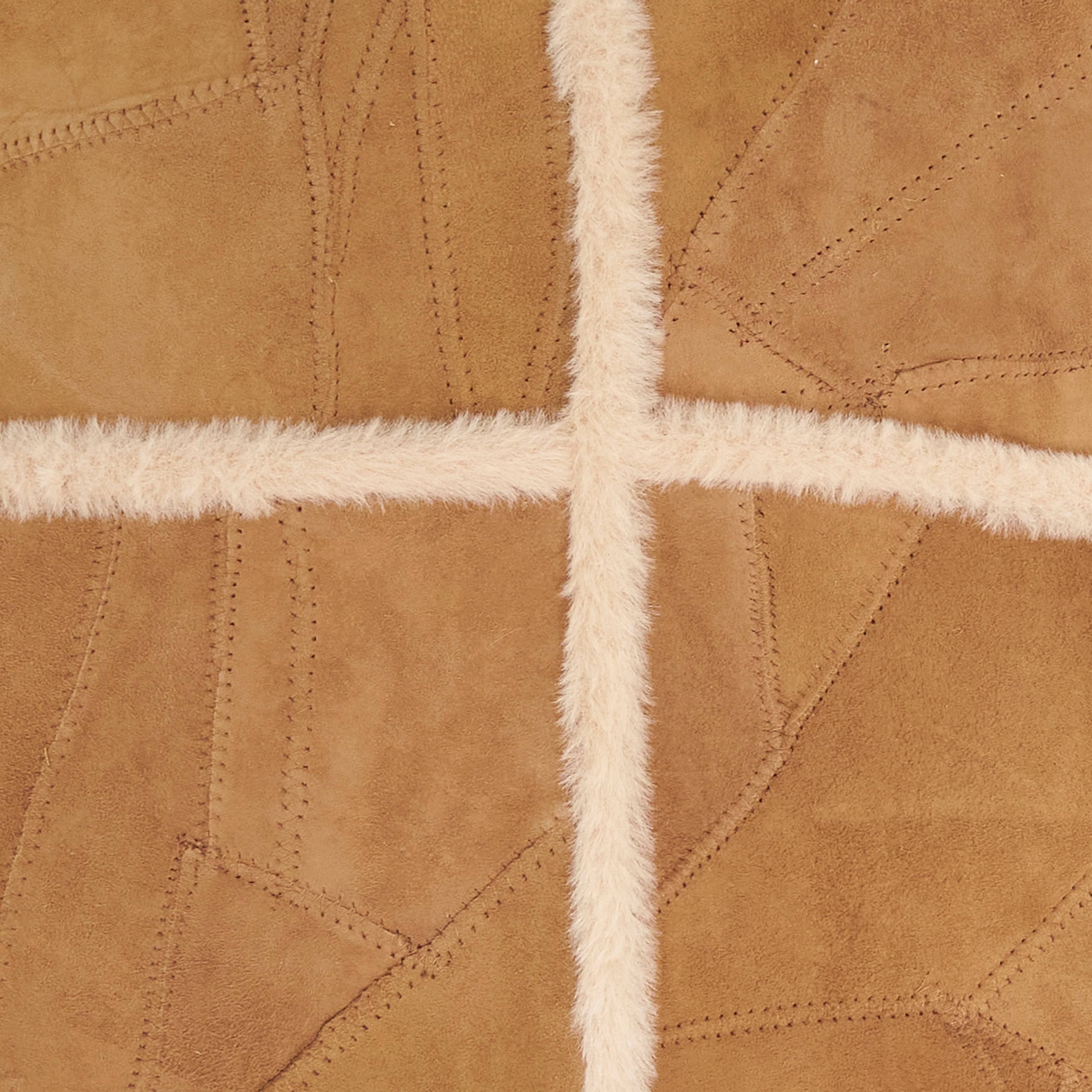 Camel Distinctive Patchwork Leather Pillow for wholesale on Faire2