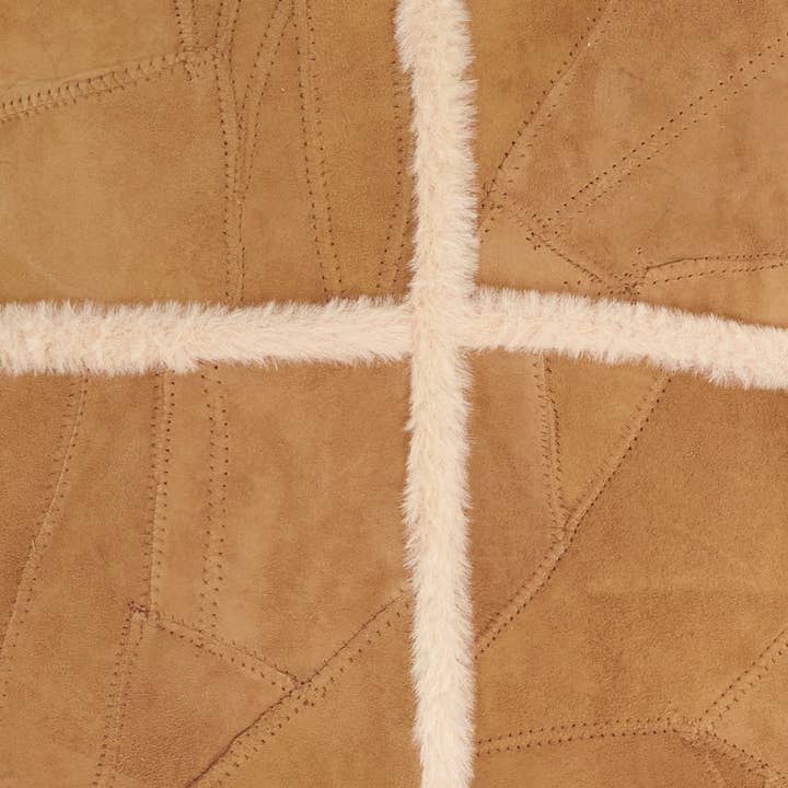 Camel Distinctive Patchwork Leather Pillow for wholesale on Faire2