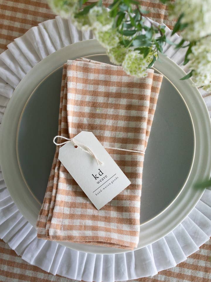 Tan Gingham Napkin | Set of 2 for wholesale by kd weave