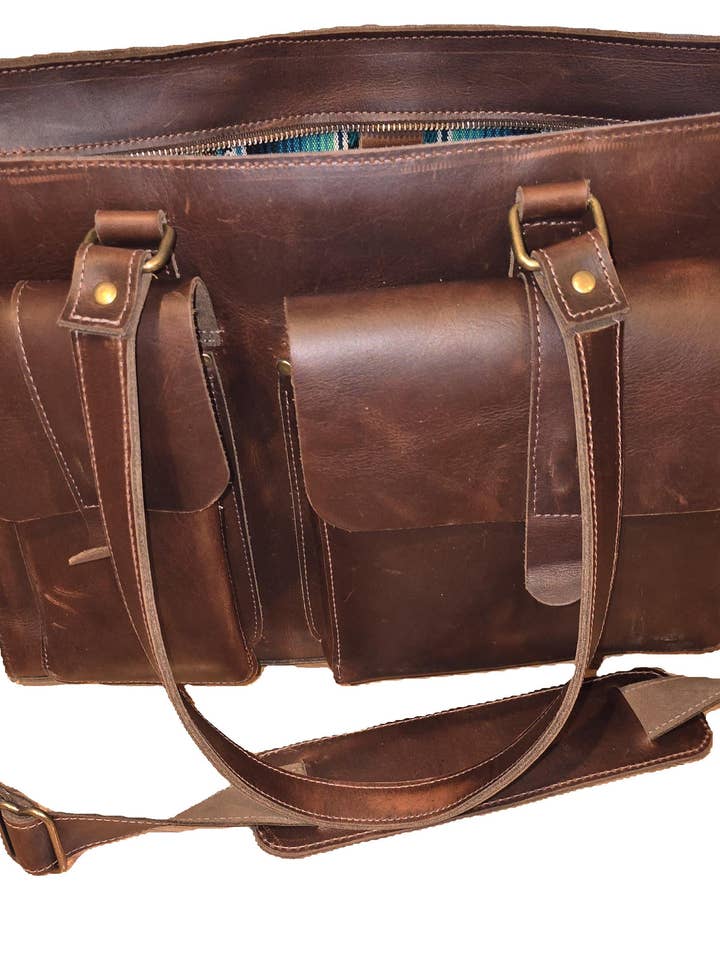 Coral Bells Genuine Leather Computer Bag for wholesale by Blooming Grace Boutiques