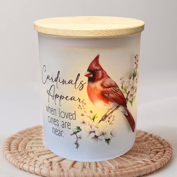 Teele and Co. - Wholesale Tea Light Candles - Cardinals Appear When Loved Ones Are Near Candle Jar with Tea Light