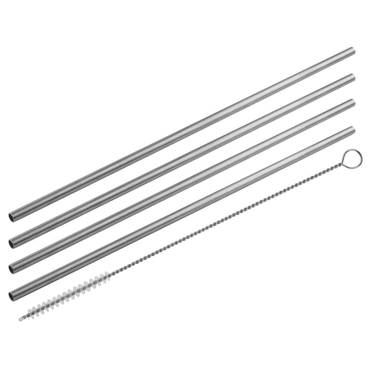 Zenker - Wholesale Drink Stirrer - Set of 4 stainless steel straws with cleaning brush 24 cm Fackelmann Bar Concept0