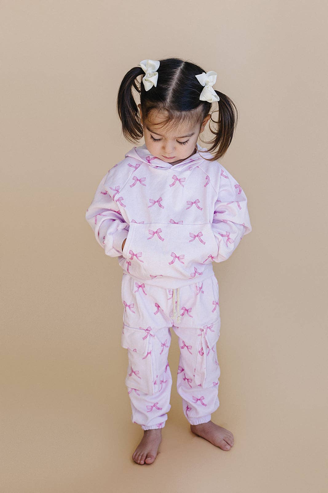 Lucky Panda Kids - Wholesale Top & Pant Set - Kids - Cargo Jogger Set | Pink Bows1