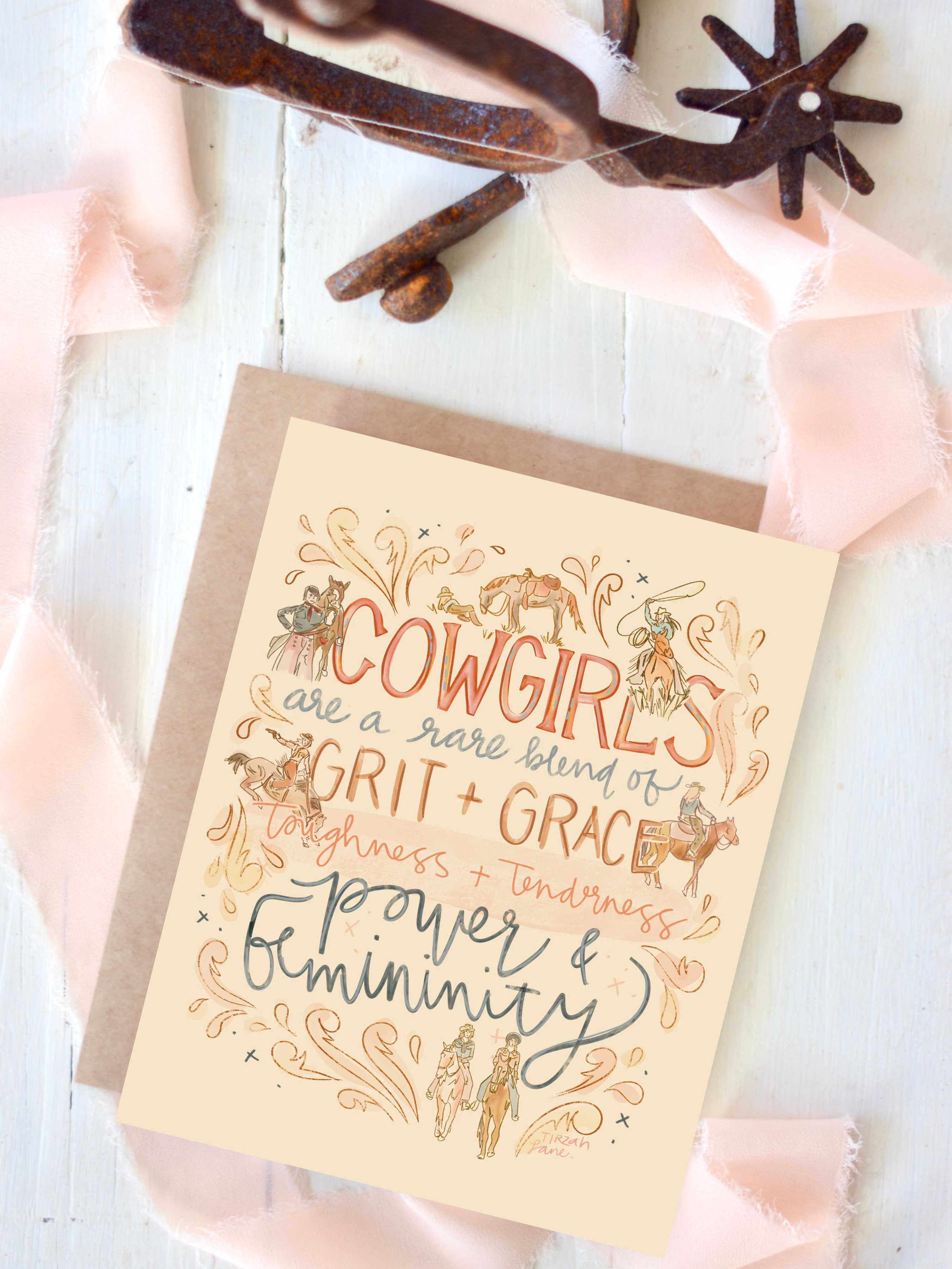 Tirzah Lane Art - Wholesale Congratulations Card - Grit & Grace Cowgirls Congratulations, Graduation, Everyday Greeting Card0