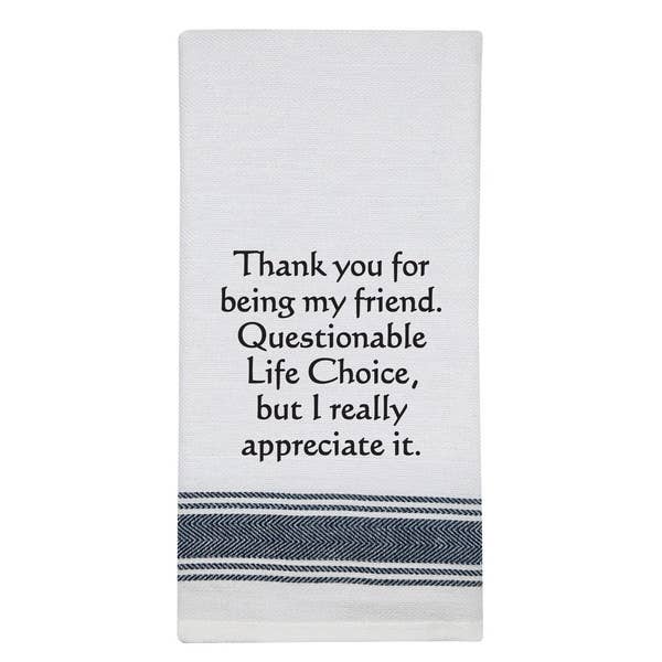 NEW BB-T-166 White Kitchen Towel "Thank you..." for wholesale by Wild Hare Designs