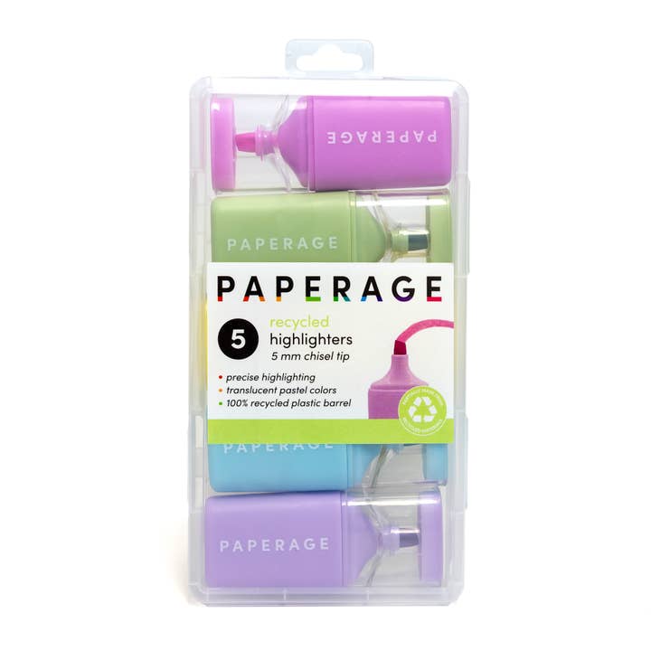 Broad Chisel Tip Mini Recycled Highlighters 5PK for wholesale by Paperage
