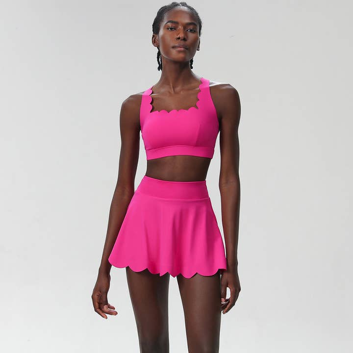 Sodalemon - Wholesale Activewear Set - Women's - Women Seamless Quick-Dry Set Strappy Bra & A-Line Skirt4