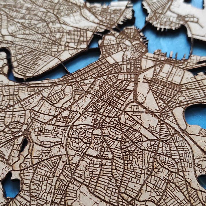 Plan de ville personnalisé gravé au laser pour la vente par Kustwood
