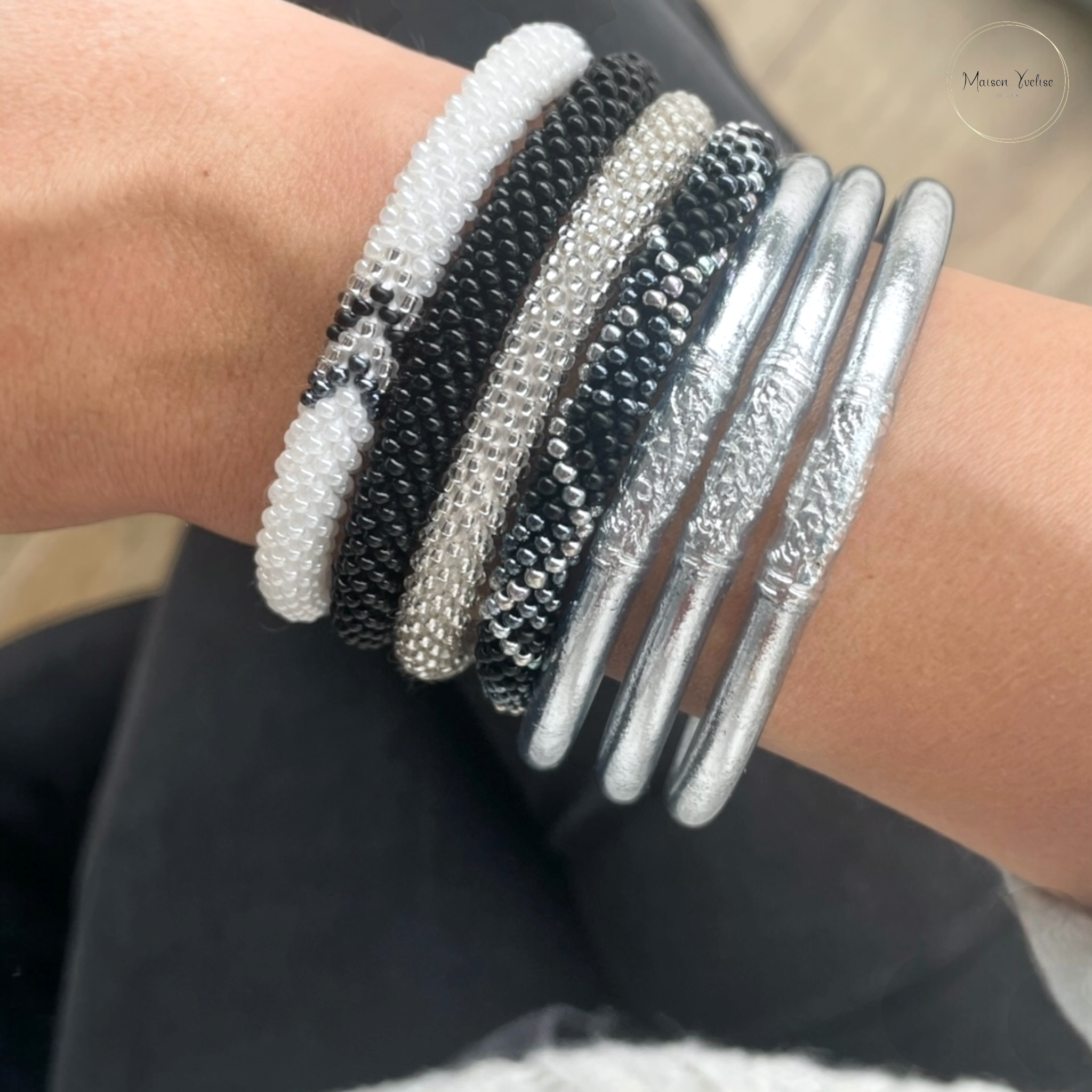 Maison Yvelise - Wholesale Bangle Bracelet - Silver Blessed Kumlaï Thai Buddhist Bangle4