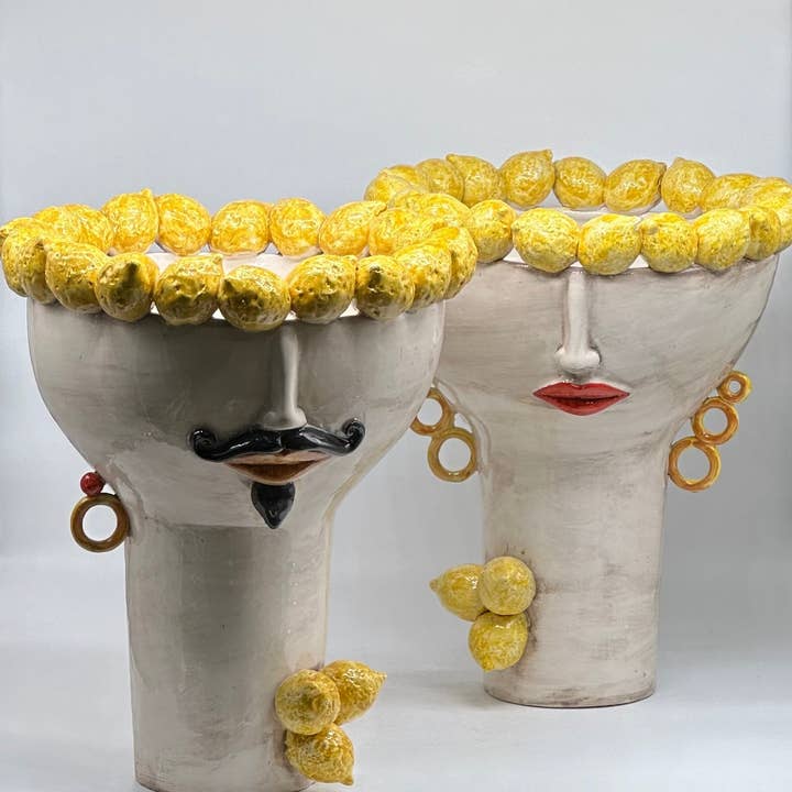 DD Ceramiche Siciliane - Wholesale Vase - Moorish Heads Citrus Ceramic Caltagirone cm H.35 L.28 Handmade6