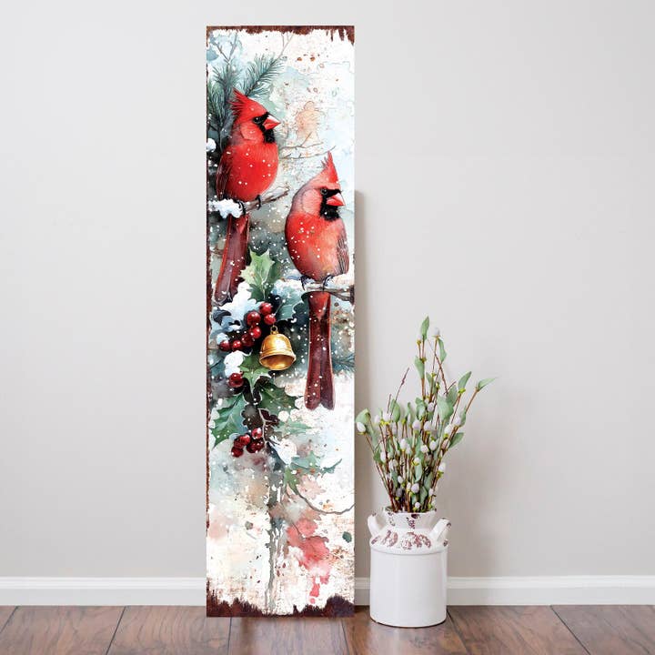 TX USA Corporation - Wholesale Christmas Wall Art - 48" Merry Christmas Front Porch Sign | Snowy Cardinals Outdoor Holiday Decor3