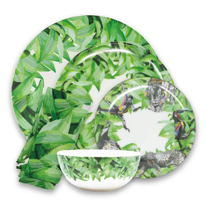 Pura Vida Jungle Hostess Set - 20 Piece Setting for wholesale by Elizabeth Sutton Home