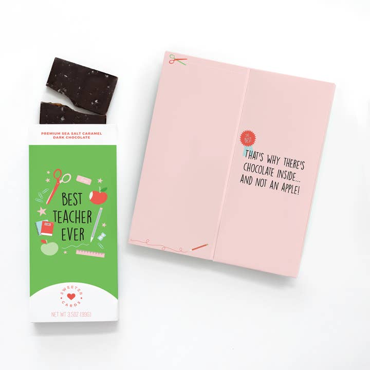 Sweeter Cards Chocolate Bar + Greeting Card in ONE! – Engroshandel Chokoladebar – Lærer Vurdering Card med Chokolade INSIDE0