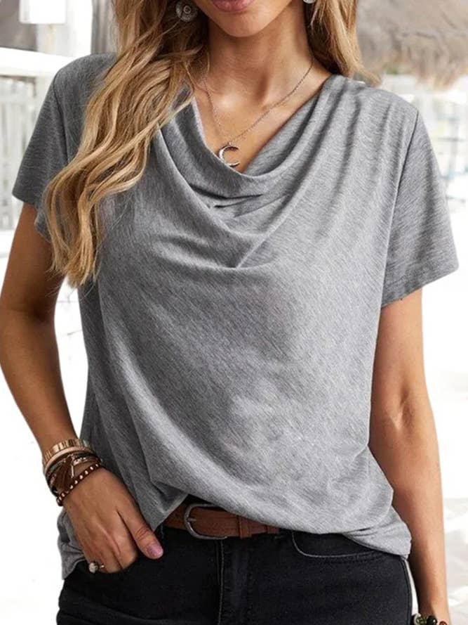 Top en jersey à col montant uni de couleur unie ZK1157 pour la vente par UNISHE