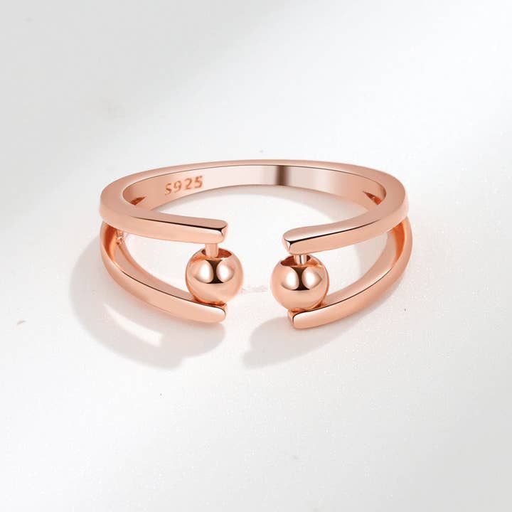 Perimade & Co. LLC - Wholesale Band/Stacked Ring - Round Beads Anxiety Fidget Spinner Ring in Solid Copper