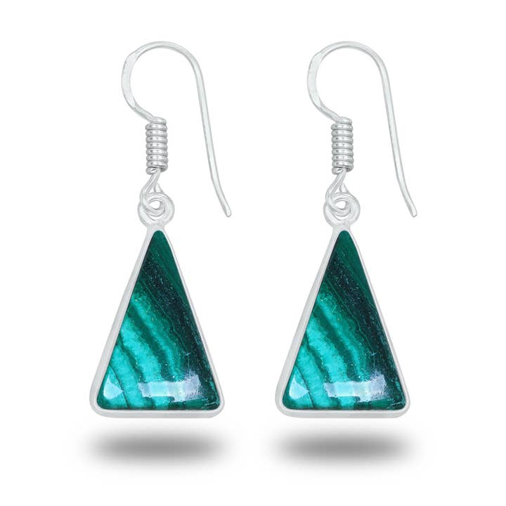 Handmade Jewels - Wholesale Dangle Earrings - Malachite Earrings – Minimalist, Silver-Plated | Wholesale Handmade Jewelry11