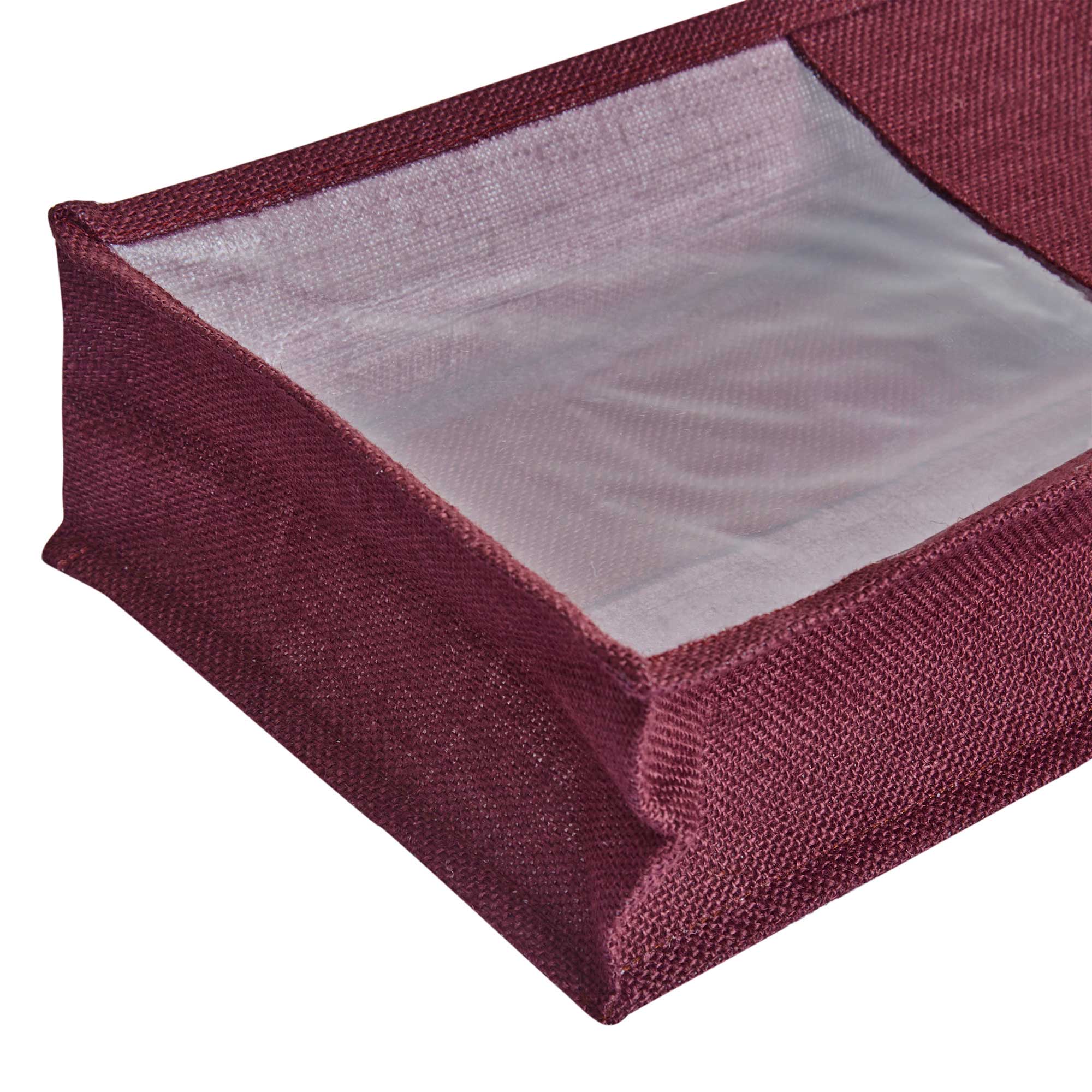 ecojutebags – wholesale Wine gift bag – 6-Pack Burlap Wine Bags with Cane Handle & Clear PVC Window6