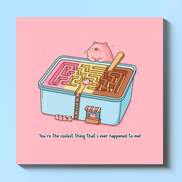 Pig Ice Cream Card | Love Friendship Card | Greeting Card for wholesale by Toastedink
