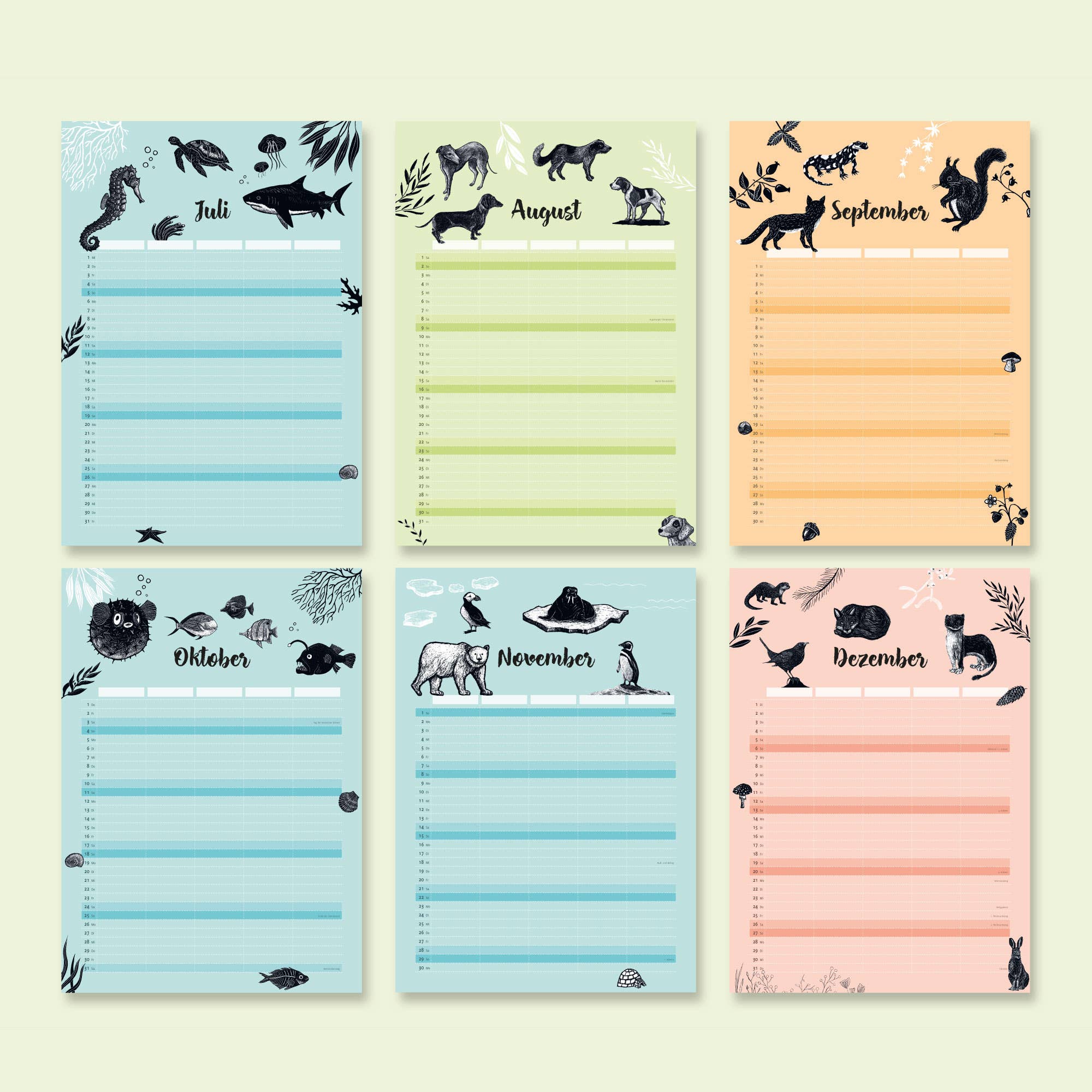 Katja Rub – Engroshandel Kalender – Årsplanlægger 2026 for dyreelskere – format A32