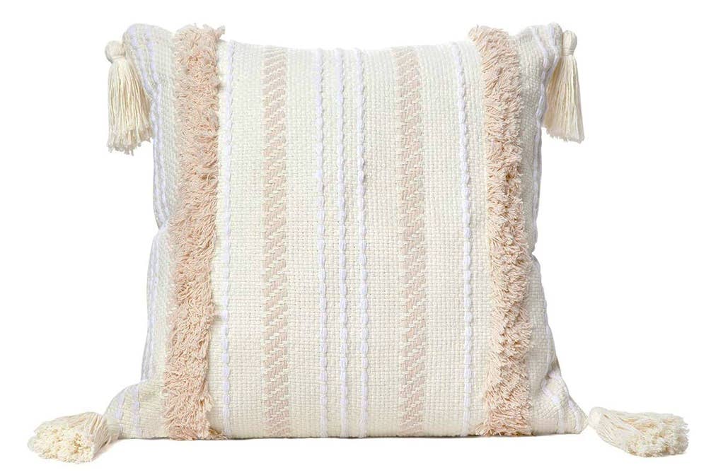 Fennco Styles - Vente Coussin décoratif - Coussin décoratif tufté à la main en forme de pompon0