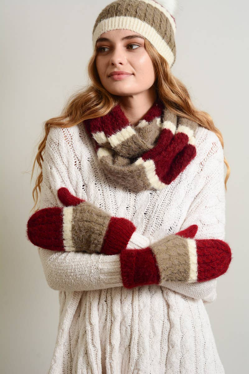 Leto Accessories - Wholesale Mittens - Women's - Ultra Soft Mohair Wide Stripe Mittens – Warm & Stylish❄️8