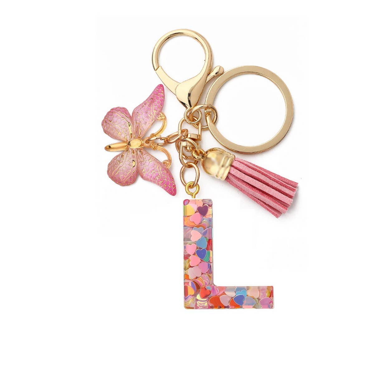 ACCITY - Wholesale Keychain - Women's - Glitter Resin Letter Butterfly Keychain_CWMM686611